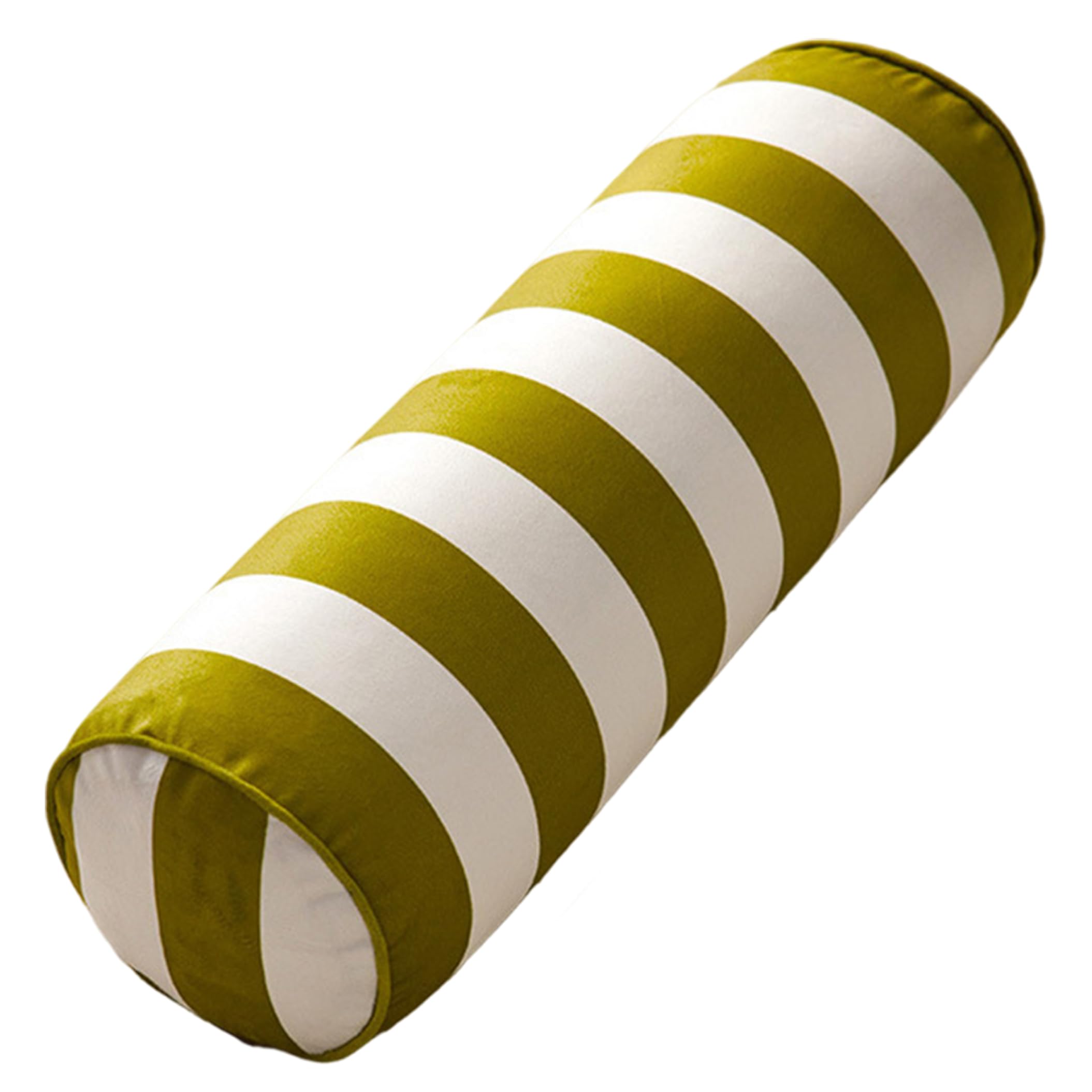 Xoeryoy Round Bolster Pillow, 21 inch Stripe Velvet Cylinder Roll Pillow with Removable Cover Soft Support Bolster for Couch Sofa Bed Car Office, Green