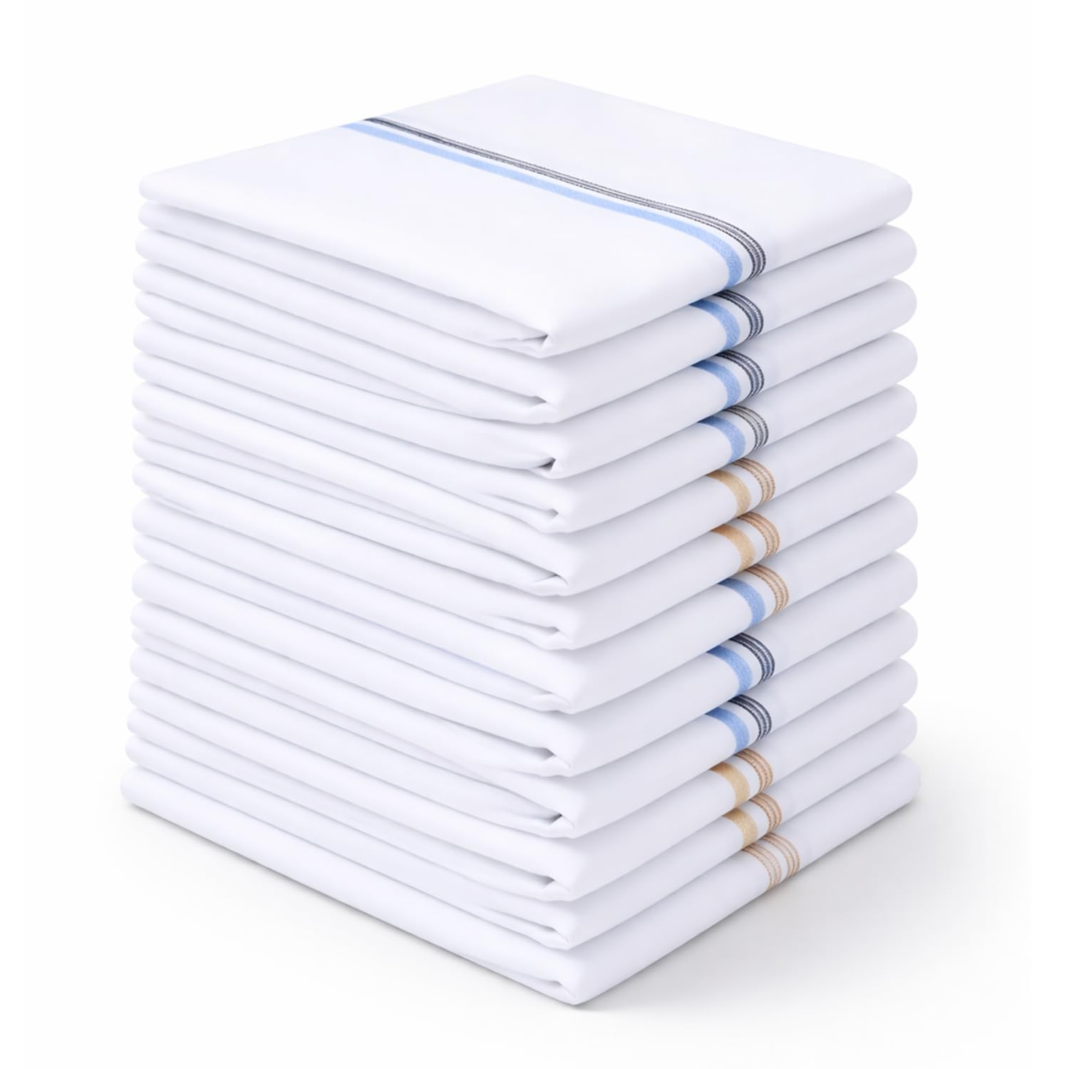 Premium Cotton Handkerchiefs for Men | White Big Size Hankies 43x43 CM | Soft Daily Use Rumal | 12 Pack