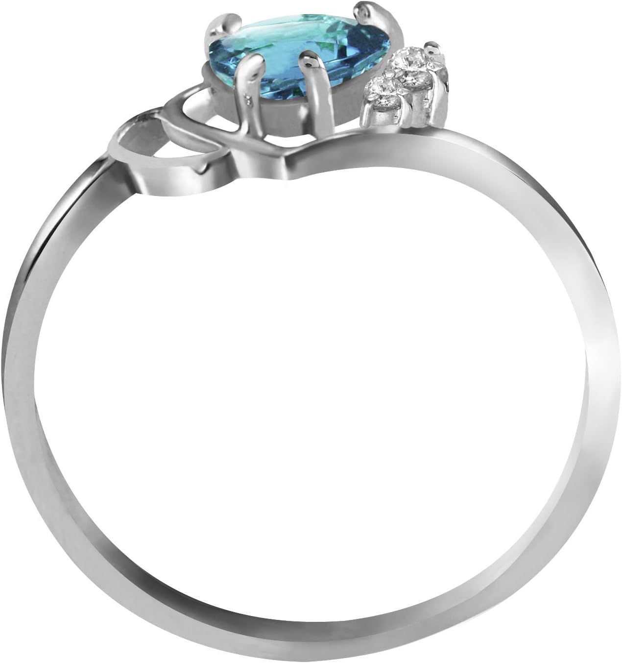 Galaxy Gold GG 14K Solid Gold, Natural Blue Topaz and Diamond Ring - December Birthstone, Stone of Communication & Calm, Size 5.5-11, Fine Jewelry for Women