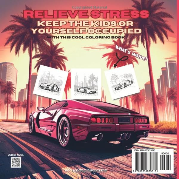 Retro Sports Car Coloring Book: Relieve Stress For Adults Detailed Modern Luxury Cars, Top Vintage Expensive Dream Vehicles For Kids To Color, 8.5x8.5 size 70 Pages image 3