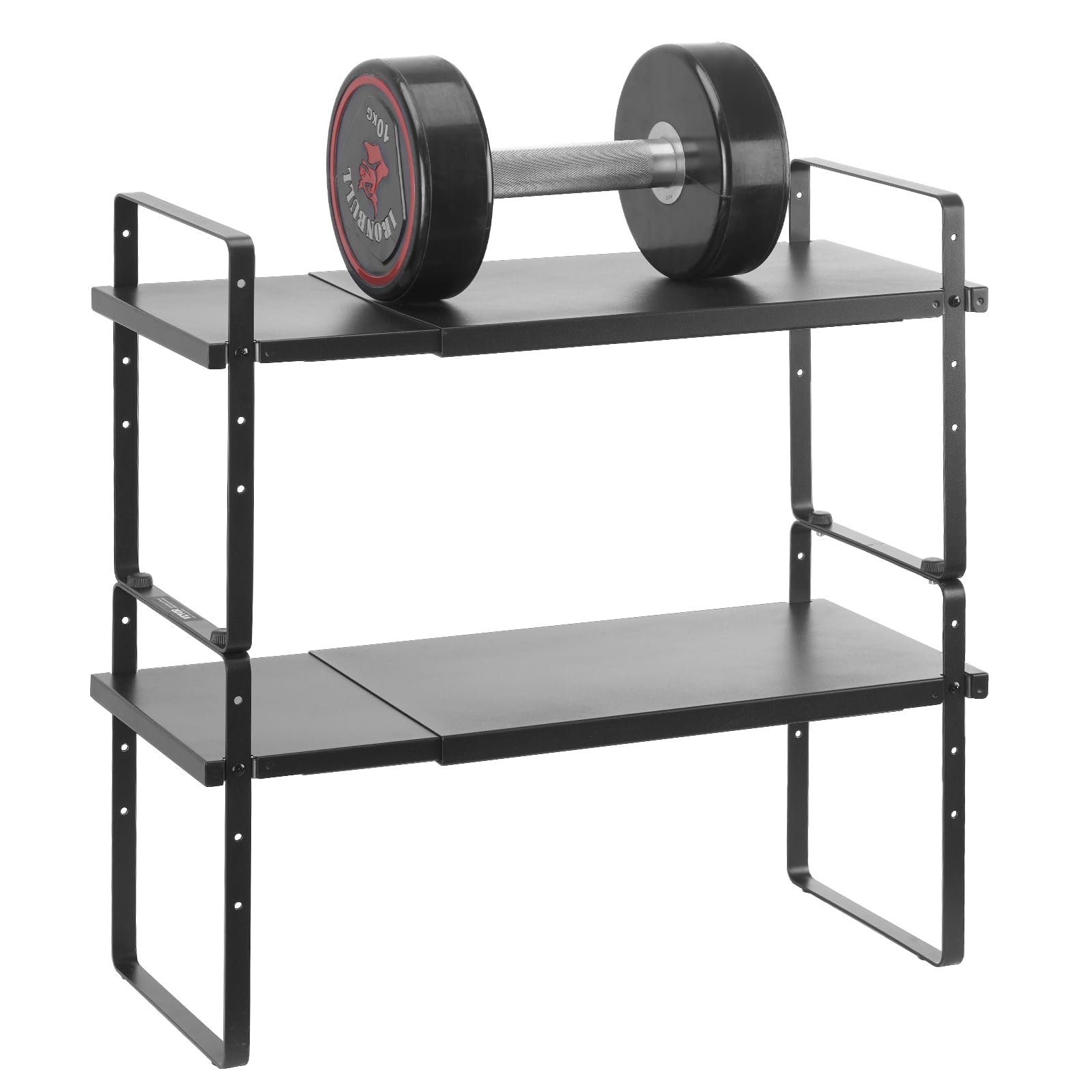 VEVOR Organizzatore per Ripiani Regolabili per Mobili, Ripiano Espandibile a 2 Livelli di Stoccaggio per Dispensa, Organizzatore Impilabili da Banco per Cucina, Bagno, Nero 650x220x500 mm