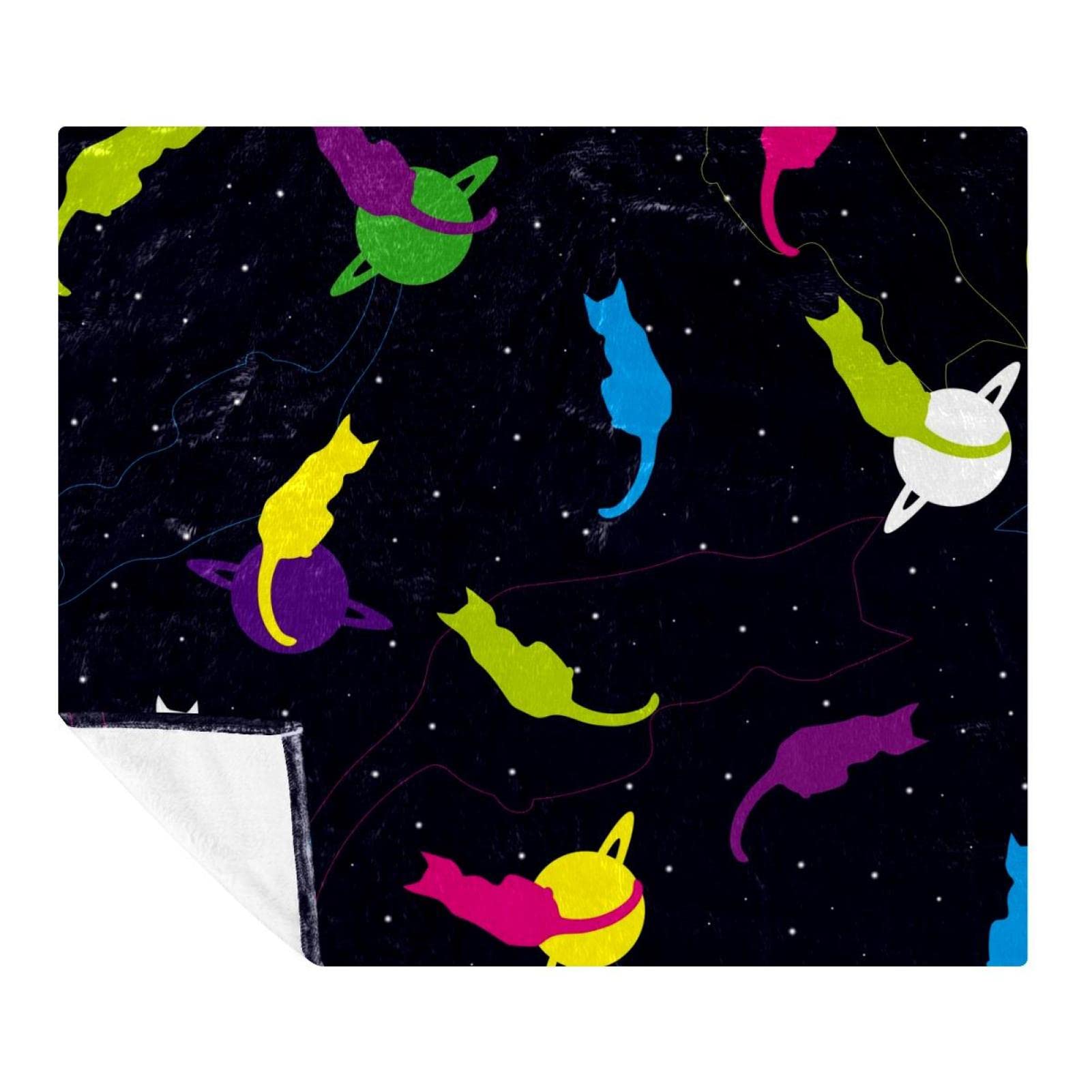 Plaid chat galaxie doux pour cocooning sur canapé et lit