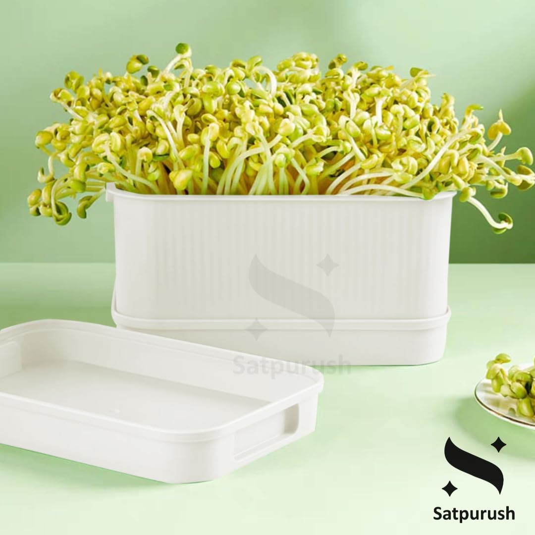 Satpurush Sprout Maker β Three-Layer Sprout Growing Kit (White), Durable Box for Microgreens, Hydroponic and Healthy Seed Cultivation. 3