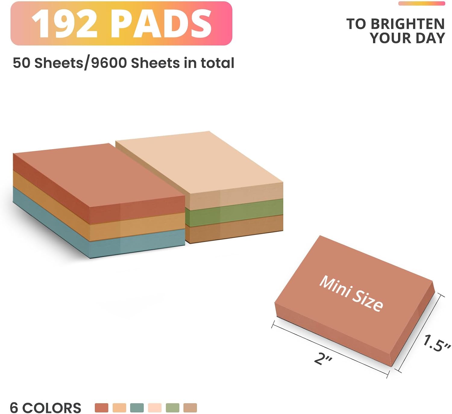 Taja 192 Pads Sticky Notes, 1.5"x2" Inches Mini Sticky Notes Pads, Vintage image 2