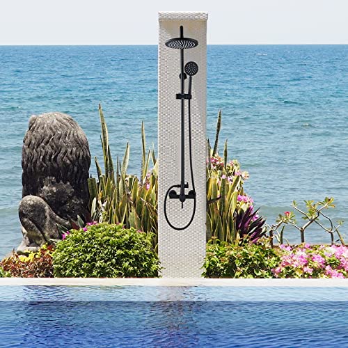 Midanya Matte Black Outdoor Shower Fixture Set Sus304 Stainless Steel Wall Mount Showe Fixture System 8 Inch Rain Shower Single Handle Shower Faucet With Round Hand Sprayer Adjustable Slide Bar #TOP7