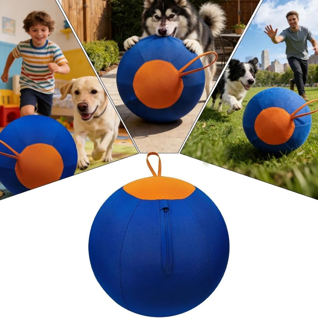 Treibball für Hunde - 45/55/65cm Herding Ball Hund, Extrem robuster & bissfester Treibball für Hütehunde, Interaktives Trainingswerkzeug und Spielzeugball zur Förderung von Bewegung (Blau,65cm)