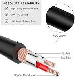 J&D 1/4 de pouce à 3.5mm Adaptateur d'écouteurs, Shell en cuivre plaqué or 3.5mm 1/8 pouce Féminin TRS à 6.35mm Homme de 1/4 pouce TRS Câble audio stéréo pour amplis, amplificateurs, câble d'extension d'écoute, 9 Ft