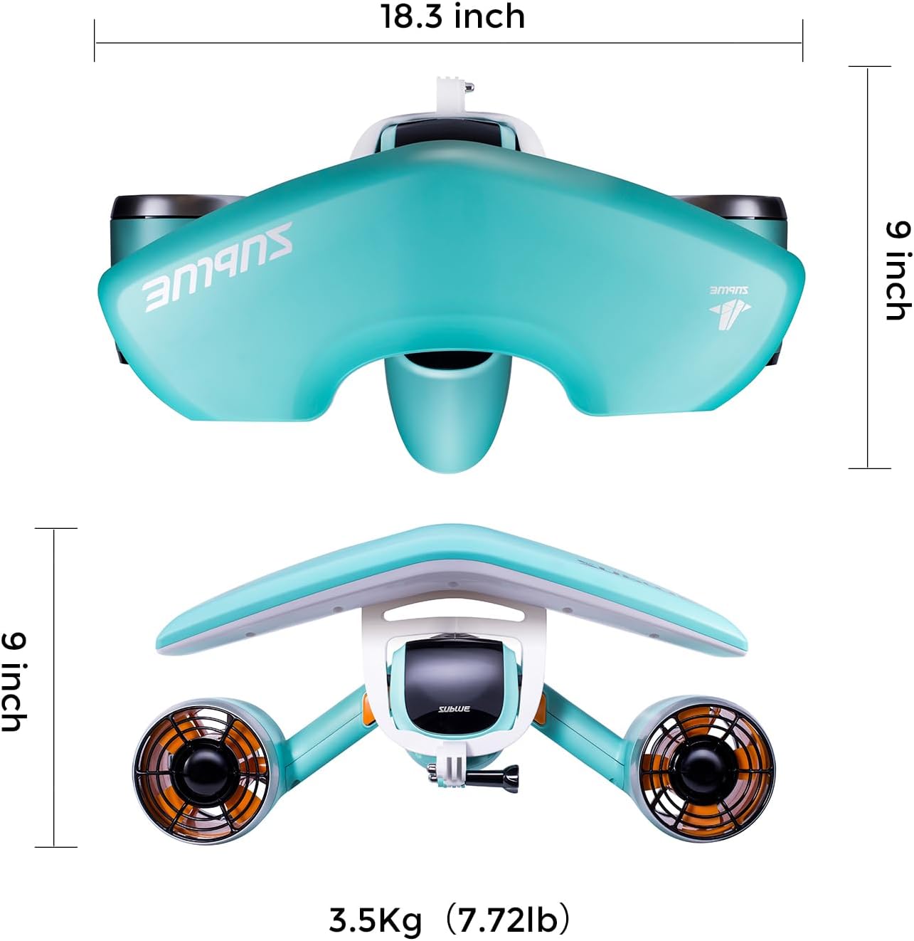 Mix the underwater scooter with a support for action camera 30 minutes 22lbf 131 feet dual motors water motors sports pool snorkeling water scooter for children gray battery version 8