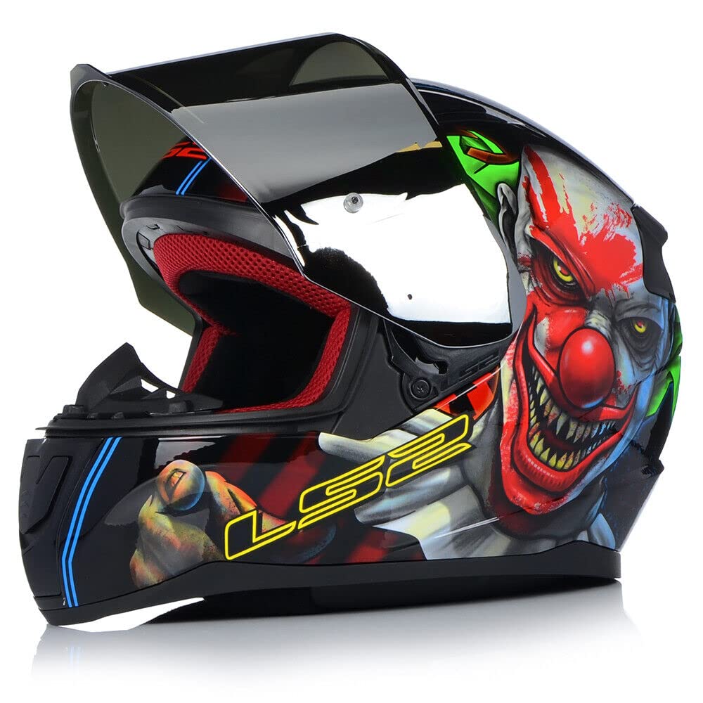 Helmet Motorbike LS2 Full Face Motorbike Helmet Motorcycle Adult Rider Biker Sports Crash Helmet FF353 RAPID HAPPY DREAMS GLOW IN THE DARK SCARY CLOWN Dark Tinted Visor (M Shoei Helmet