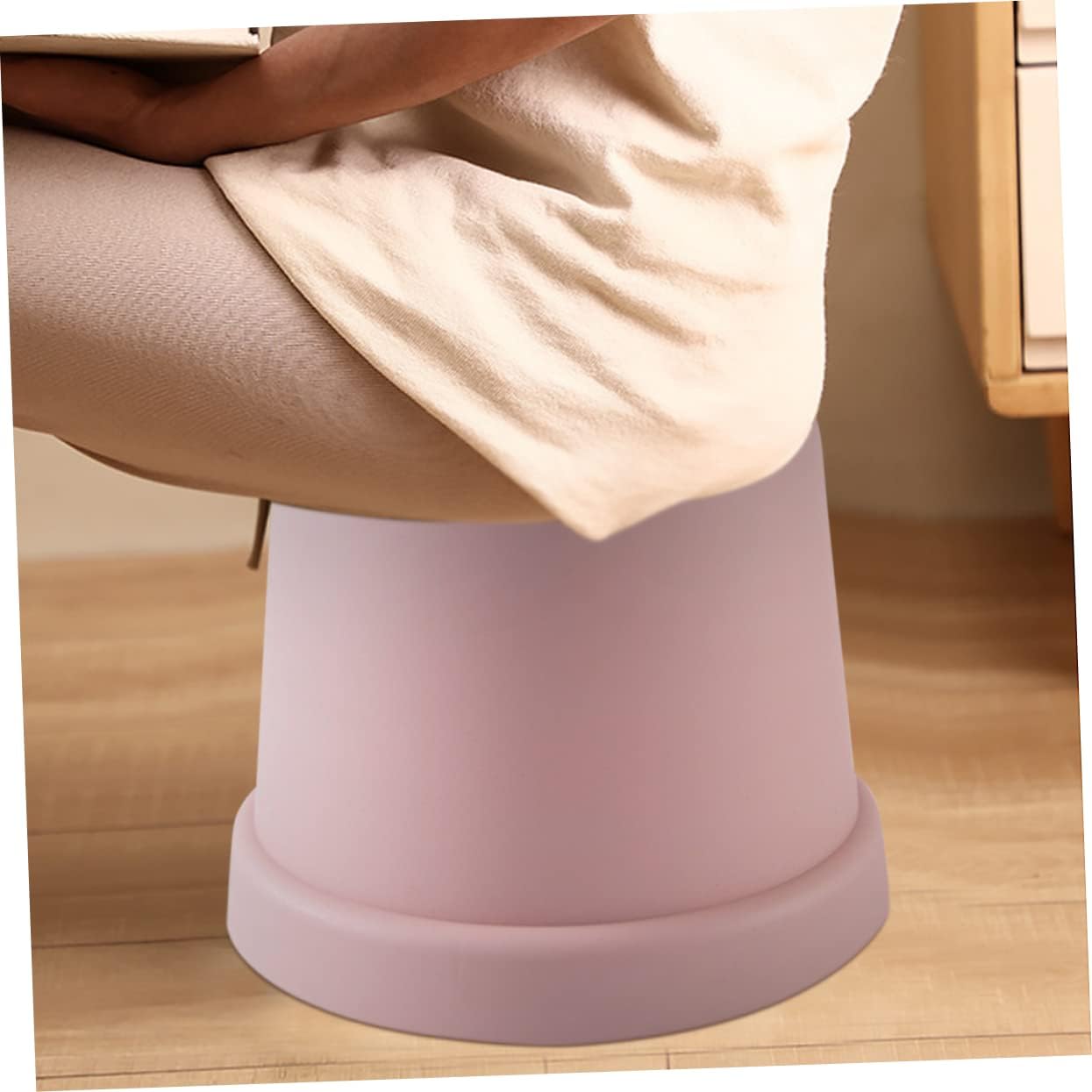 Slip Plastic Stool Small Footstool Lightweight Non Slip Shoe Changing Seat for Portable Nordic Style Pink Large