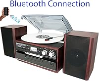 Vista 4 de Boytone BT-24DJM Bluetooth Classic Style Record Player Turntable with AM/FM, CD/Cassette Player, Separate Stereo Speakers, Record from Vinyl, Radio