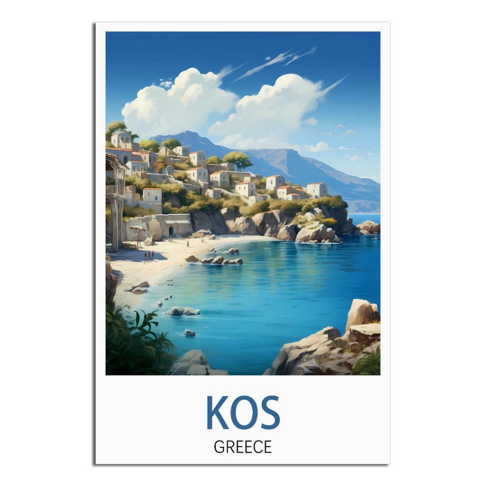 Hybfqxell Unframe-Style Kos Greece Vintage Travel Posters Landscape 08X12inch(20X30cm) Canvas Art Posters And Wall Art Pictures Prints Modern Family Bedroom Decor Posters
