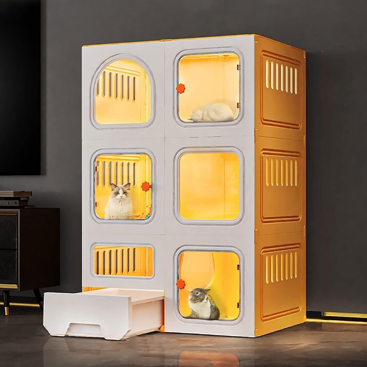 asdchZen Cat House Cat Cages Playpen,Cat Cabinet Semi-Enclosed,Cat Cage Indoor,Small Animal Cage,Detachable Outdoor Cat Enclosures For Cat And Small Animals,B