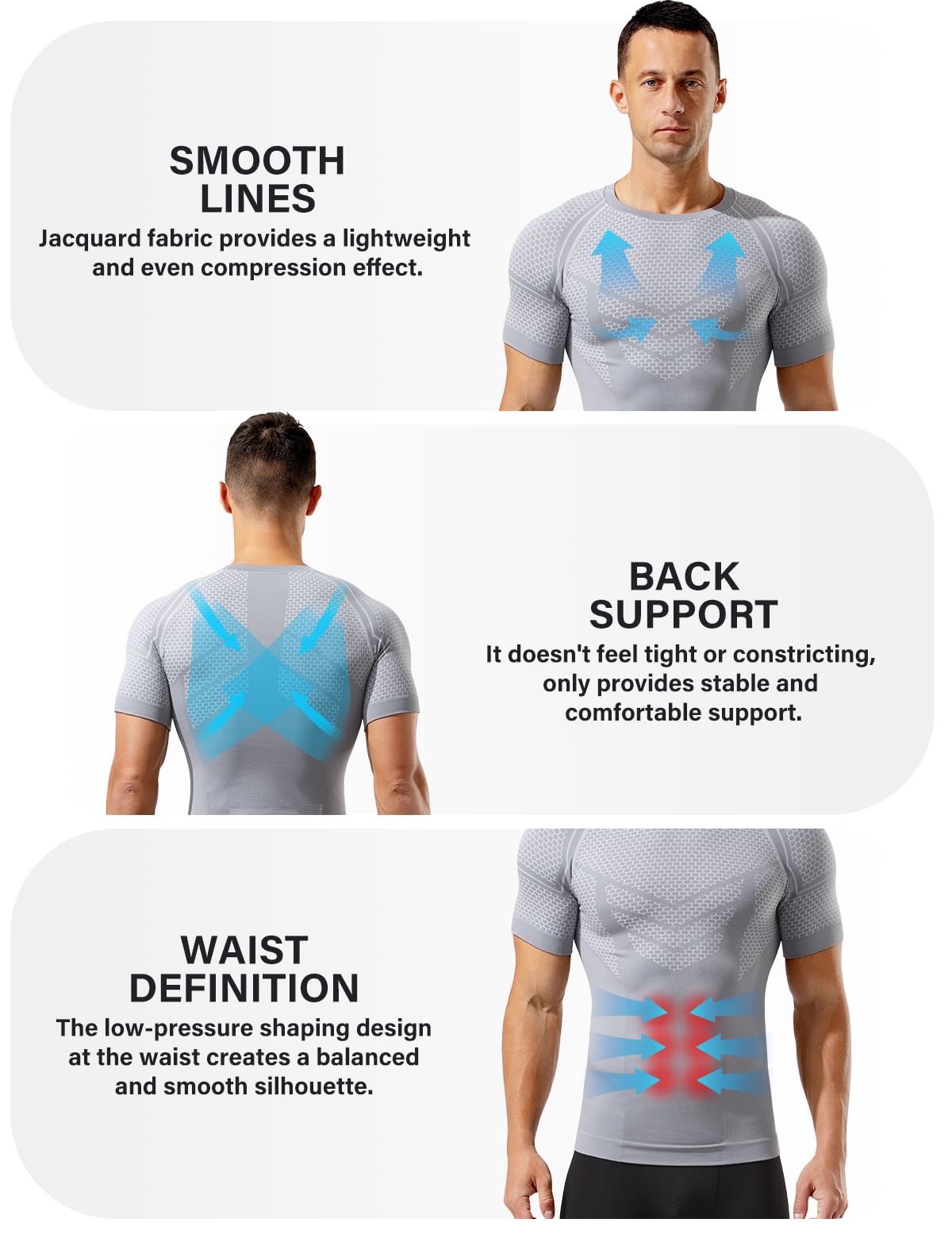 Camiseta de Compresión Hombre Manga Corta, Camiseta Deportiva con Compresión Suave, Ropa Interior Elástica Transpirable para Running y Uso Diario