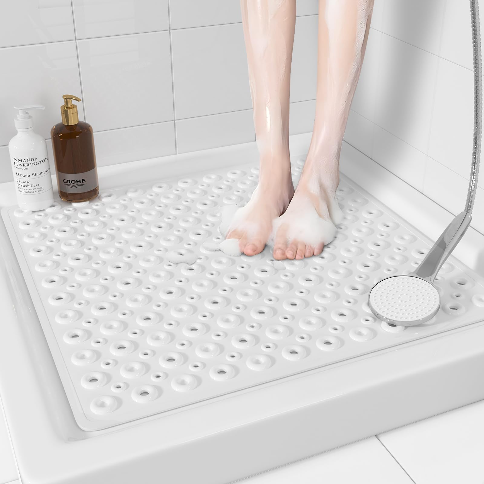 Tappetino Doccia Antiscivolo Con Ventose - Design Tartaruga, Anti-muffa, 53x53 Cm - Foto 14