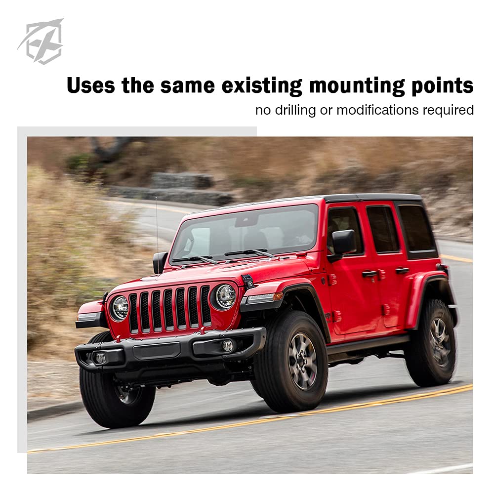 Xprite Loquets de Capot en Aluminium avec étoile, kit de loquets de Capot réglables compatibles avec Jeep Wrangler JK JKU 2007-2018 et Jeep Wrangler JL JLU 2018-2021 Gladiator JT