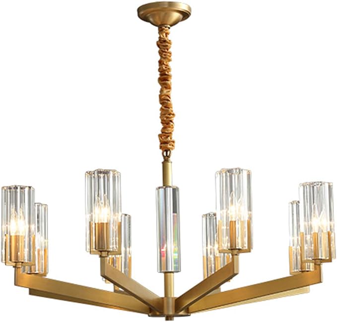 NSXBY Koper Amerikaanse KRISTAL KANDELIER VERLICHTING, Tijdens Lamp, Woonkamer Lichten Slaapkamer Lichten Eetlampen, Postmodern Licht Luxe Tijdens Verlichting-Koper en Kristal 80 * 41cm