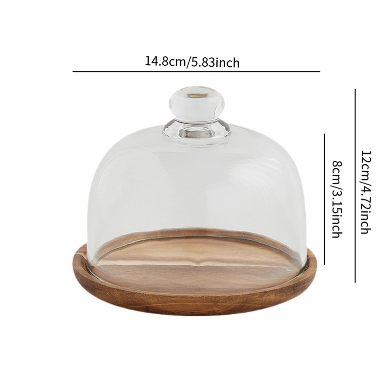 Soporte para Pasteles con Tapa de Cristal, Bandeja para Servir Pasteles, Expositor de Frutas, Bandeja para Servir Vajilla, Cúpula para Queso para Cump, 14.8 Cm X 12 Cm