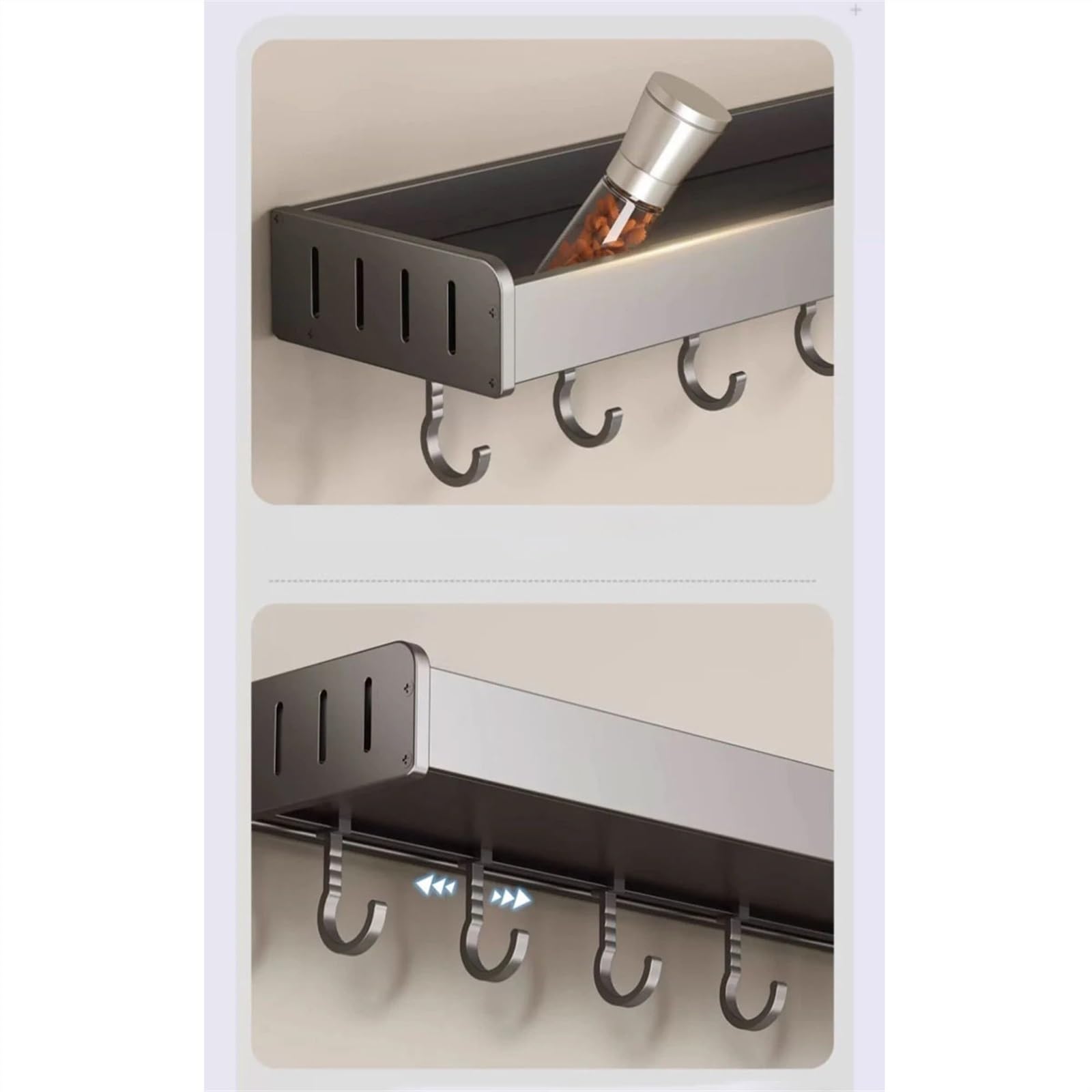 Estantería Estante organizador de especias for condimentos cocina montado en la pared, estante almacenamiento, organizadores estantes, gancho colgante for Cocina
