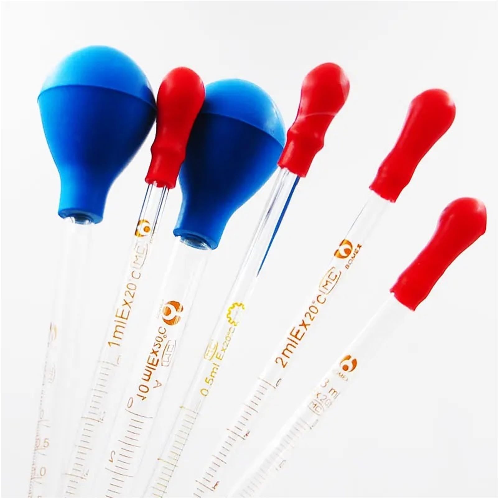 20 unids/lote, pipeta de vidrio de laboratorio con tapa, pipeta Pasteur, cabezal de goma, gotero graduado, pipeta medidora de laboratorio(5mL) | 5mL