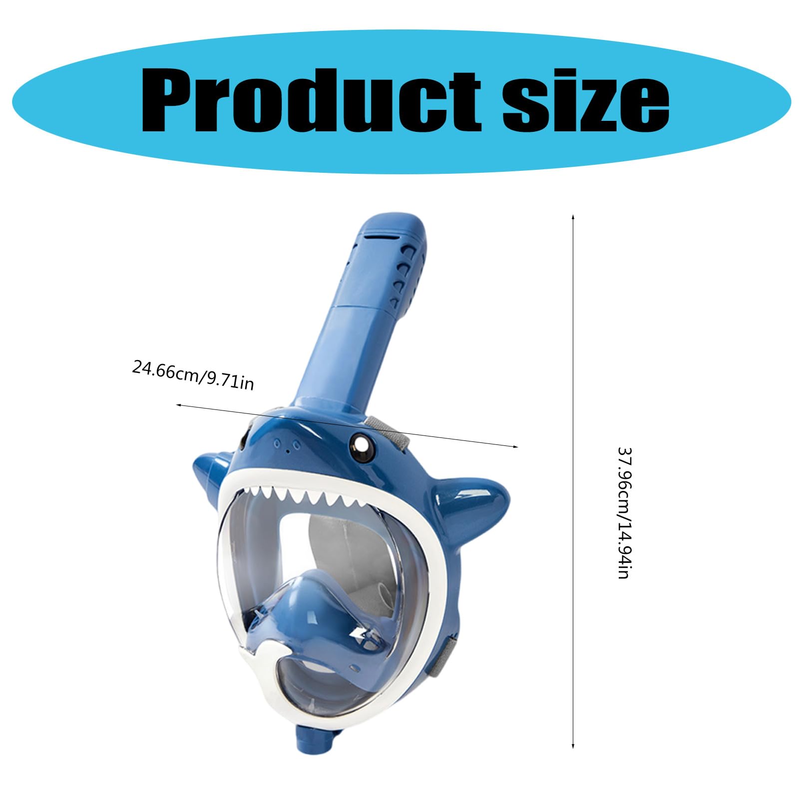 Maschera da snorkeling integrale per bambini, maschera da snorkeling con vista panoramica a 180 gradi, a prova di perdite, antiappannamento, pieghevole