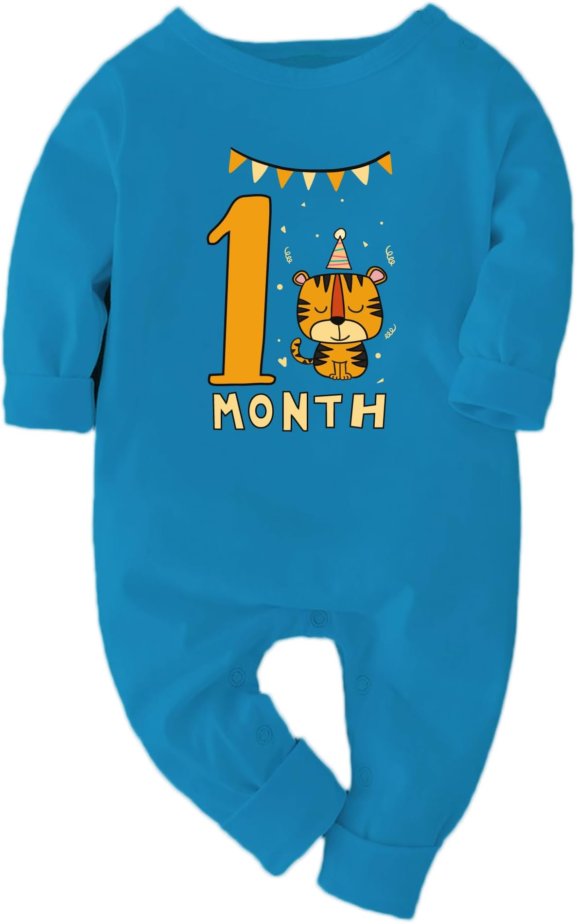 Zeezeezoo Kids 1 Month Birthday Animal Print New Born Baby Full Bodysuit Romper Onesie Monthly Birthday Theme 0-3 Months