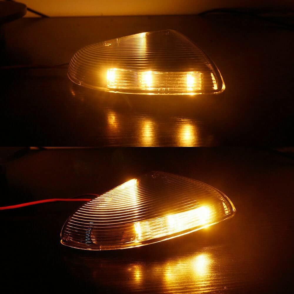 Amber + White Light Reversing Mirror Turn Signal, Rearview Mirror Turn Signal Puddle Light Lamp, Compatible with Dodge Ram 1500 2500, RH Clear Lens, Right Passenger Side