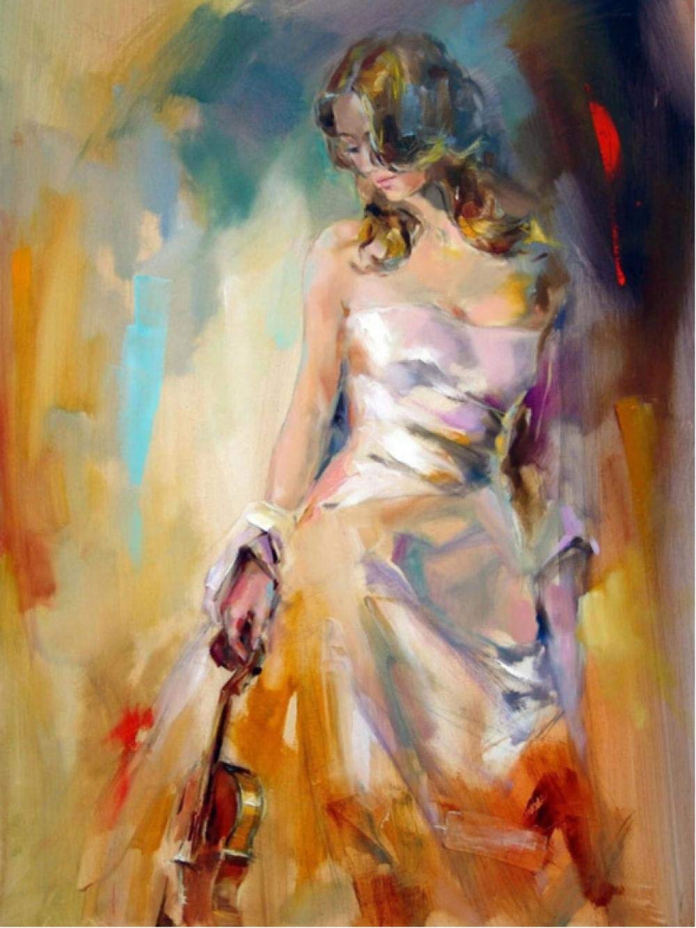 Peinture par numéro violon et portrait de femme art mural chic