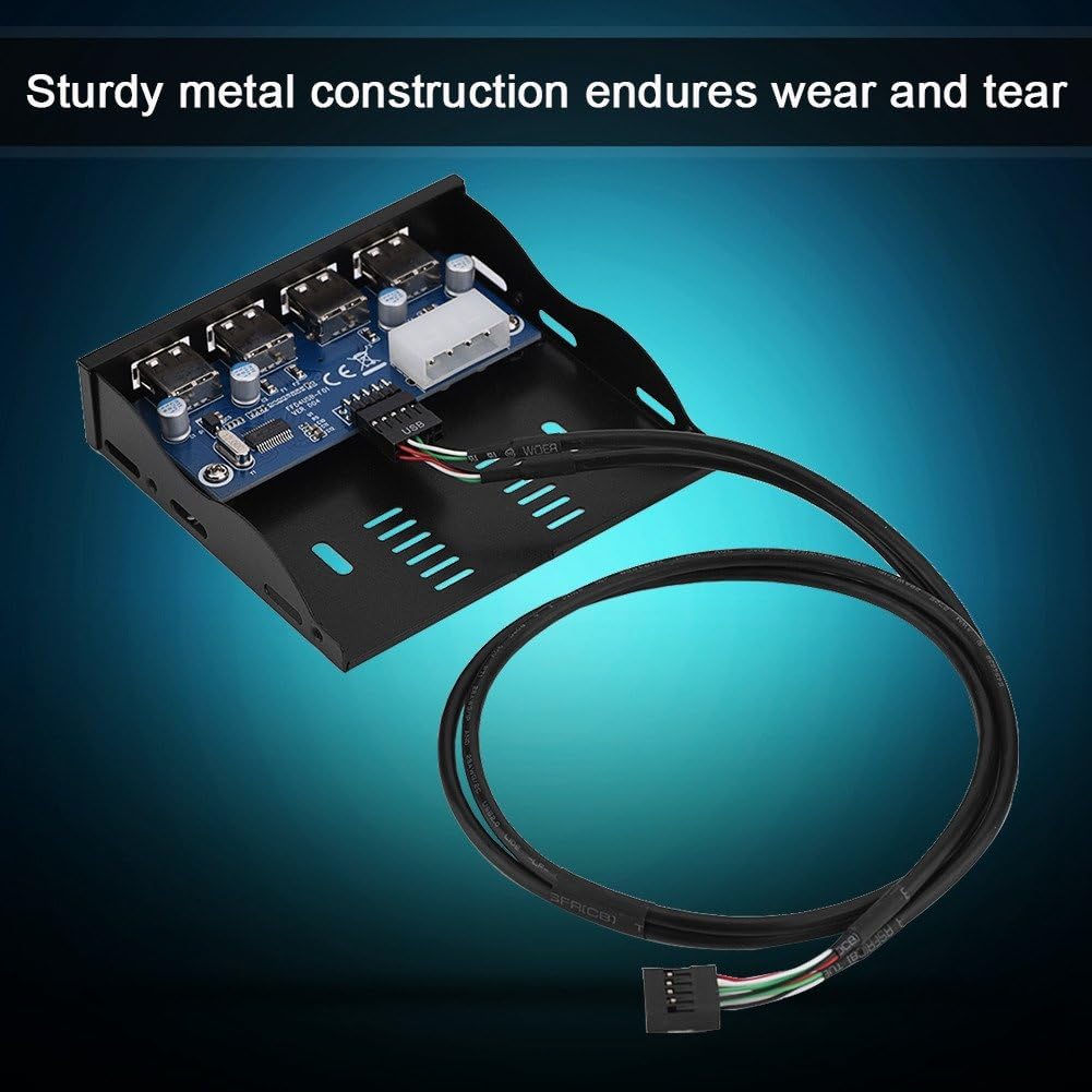 Pomya 4-Port Front Panel USB Hub, USB2.0 Floppy Front Panel 3.5'' Floppy Bay 9 Pin to 4 Interface USB 2.0 HUB for Computer Desktop