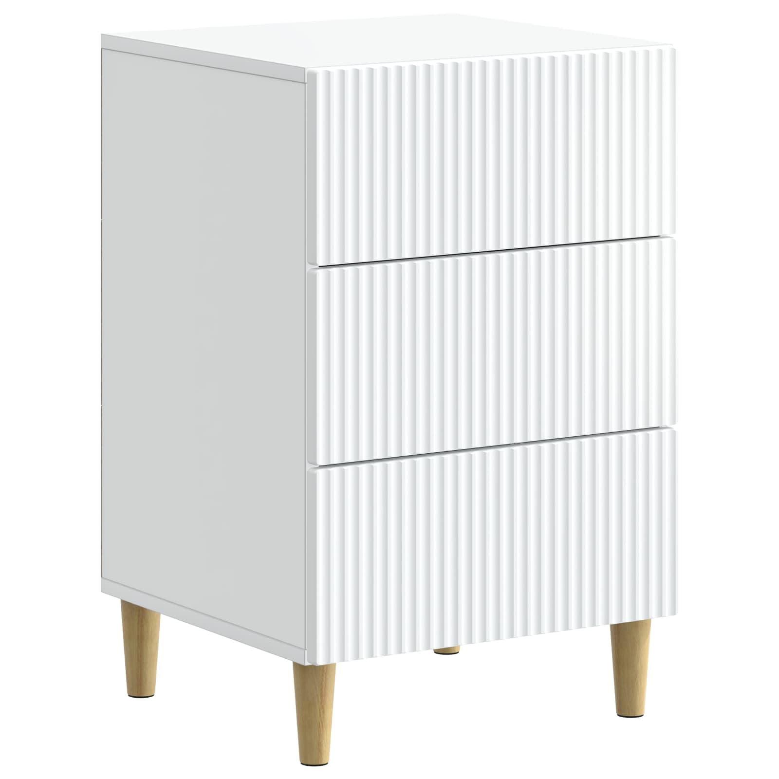Mesita de noche blanca con 3 cajones, 43 x 41 x 66,5 cm