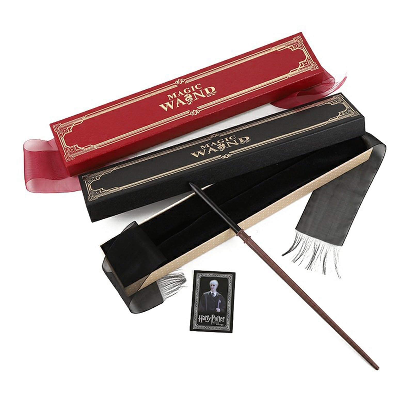 Harry Potter series Wand in Ollivanders Box 33-41cm long Wand Wand Box - Harry Potter Film Set Movie Props Wands (Color : Malfoy, Size : Black box)