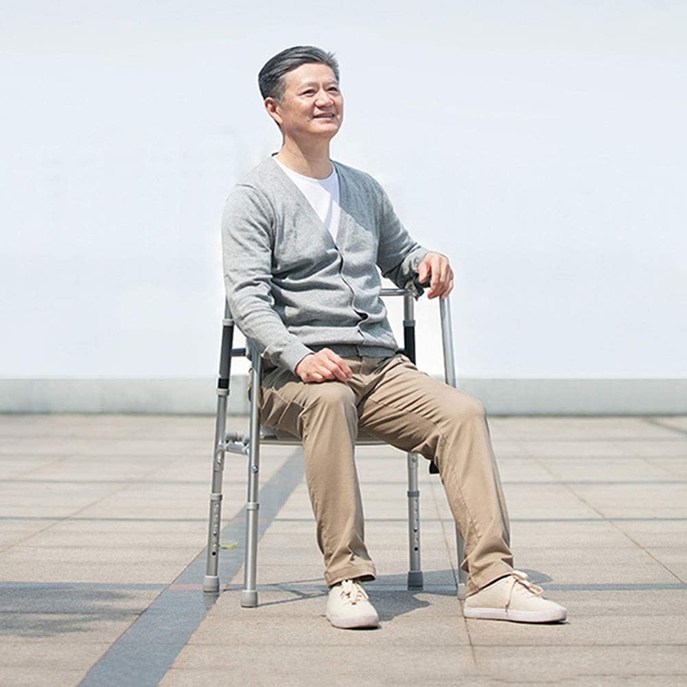 Chodziki dla seniorów Walker Indoor Adult Walker Osoby w podeszłym wieku niepełnosprawne Walker Trening kończyn dolnych Chodzik ze stopu aluminium Lekki i łatwy do przenoszenia (kolor: srebrny, rozm