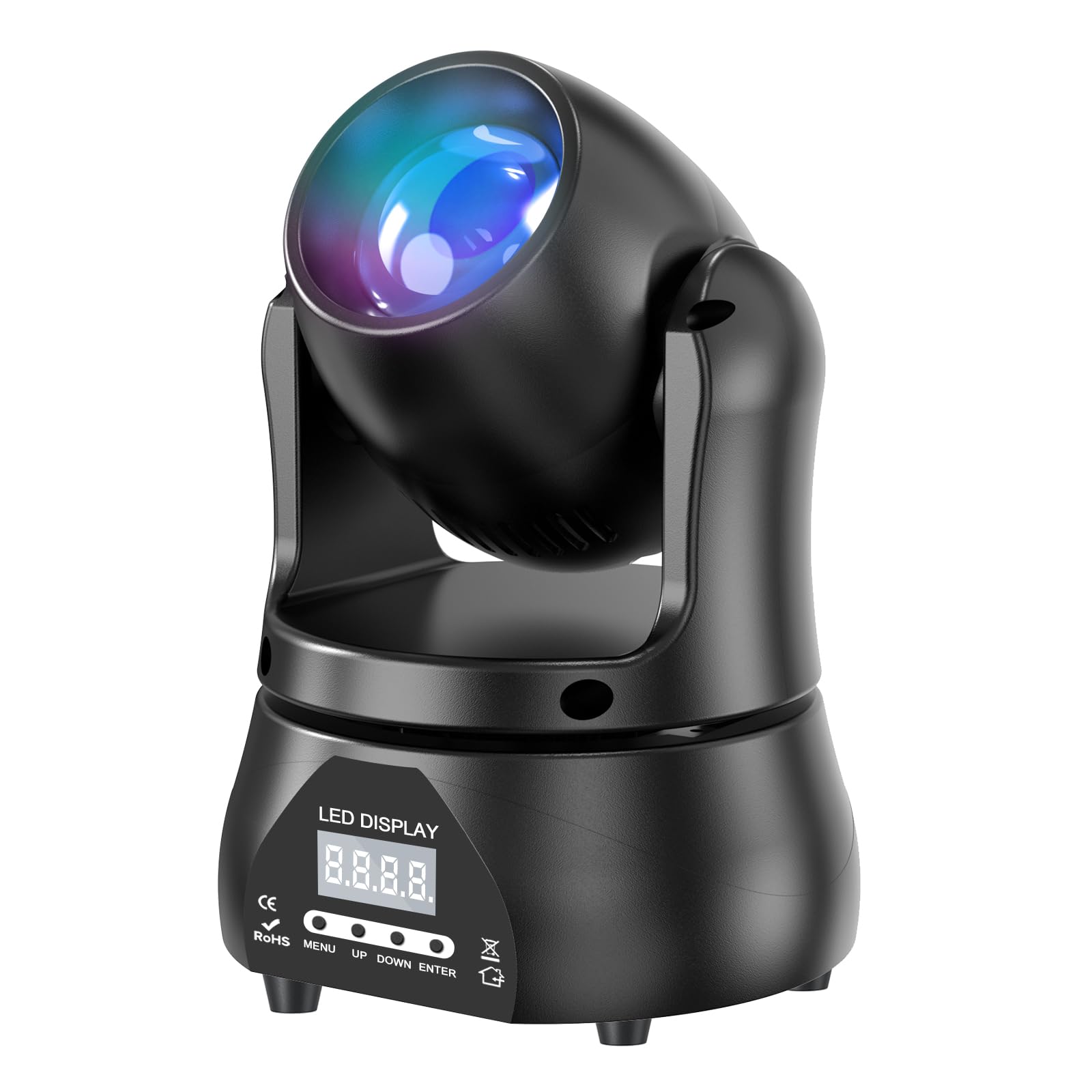 60W Lyre Led Mini Tête Mobile Lampe de Fête, LED RGBW Faisceau Éclairage de Scène Lumineux Disco Beam DMX512 à Commande Vocale pour DJ Mariage Halloween Club