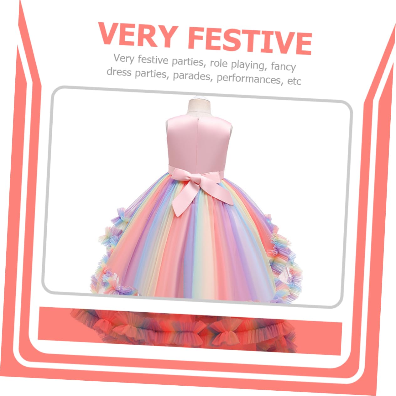 PACKOVE Abito Principessa Unicorno per Bambina, Vestito Rosa in Cotone e Garza, Morbido e Ben Rifinito per Festa e Cerimonia, 130cm