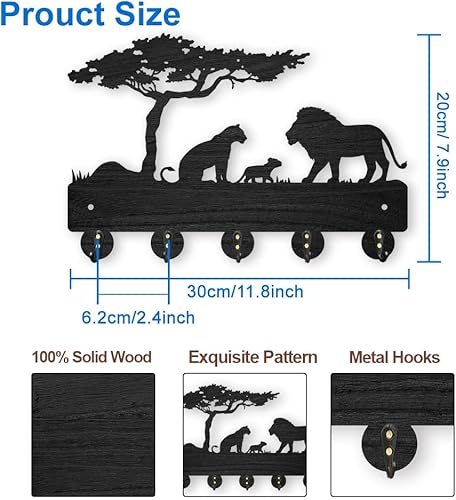 Miniatura 10 de MAYJOYDIY Perchero de ardilla para montaje en pared, 11.8 x 7.4 pulgadas, soporte para llaves para pared, ramas de árbol de animales pequeños,