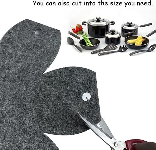 Miniatura 4 de Protectores de ollas y sartenes, juego de 12 y 3 tamaños diferentes, juego de protectores de ollas para apilar y proteger tus utensilios de cocina