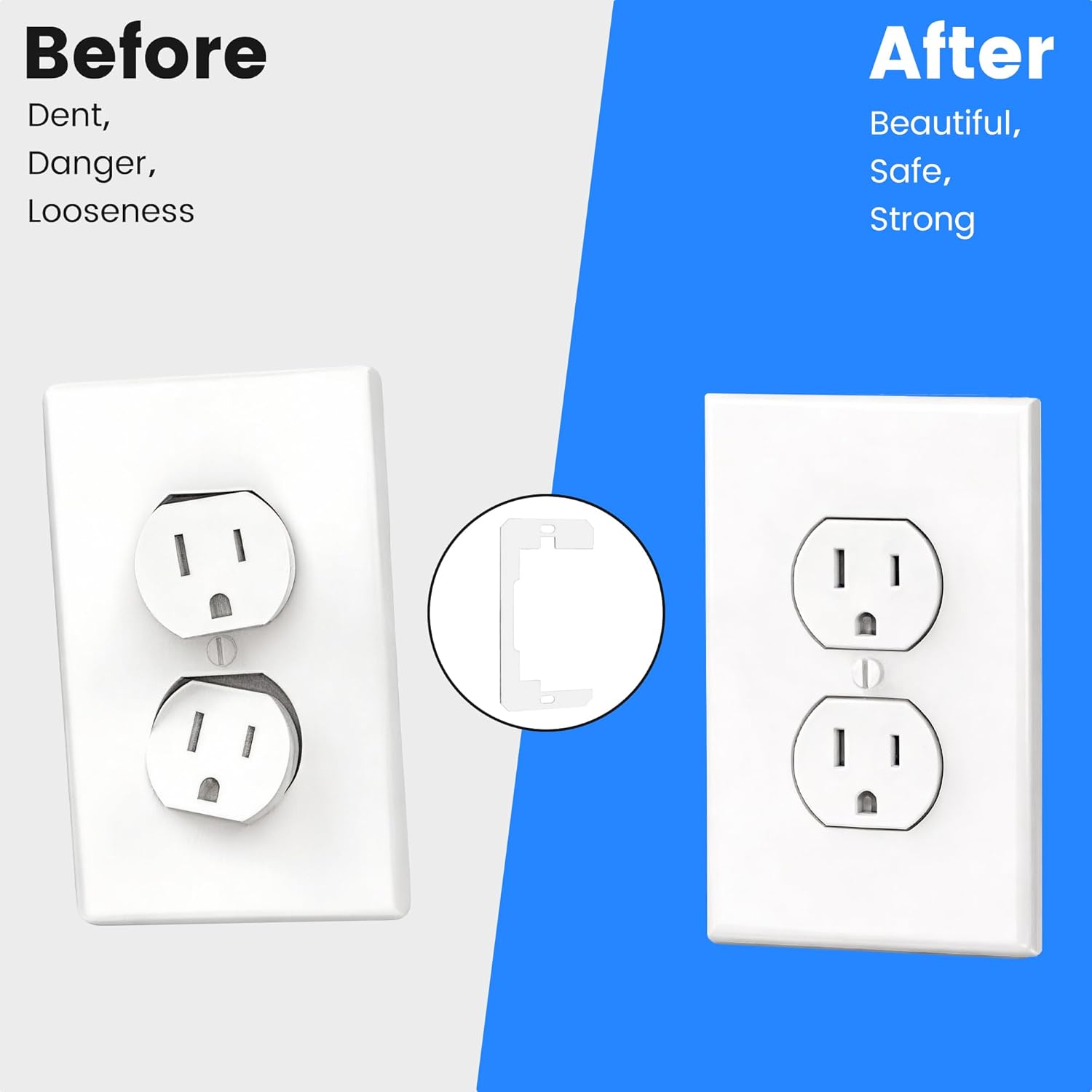 10 Pack Wall Plate Spacer for Electrical Outlets, Metal Outlet Spacer Shims to Fix Loose, Recessed or Crooked Outlets and Switches, Galvanized Steel for Flush Wall Installation