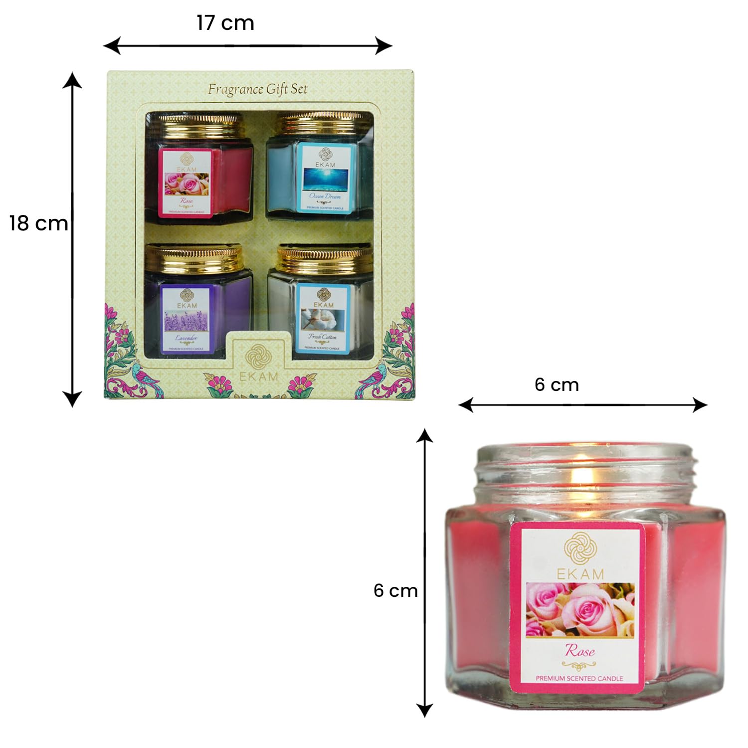 EKAM Candle Gift Set - 4 Fragrance Candles -9