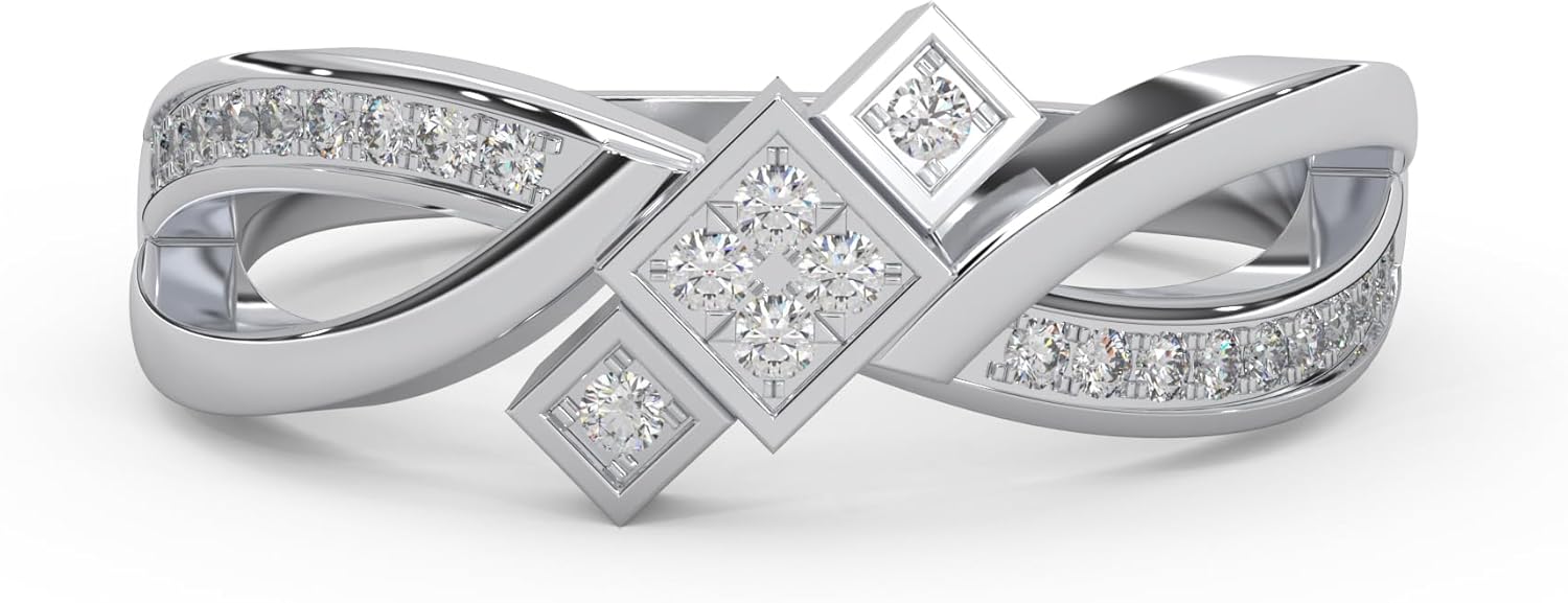 0.15 Ctw Round Cut Natural Diamond Promise Ring for Women | Bright Cut Set in 925 Sterling Silver | I-J Color, I2-I3 Clarity | Hypoallergenic Fine Jewelry | Includes Gift Box | Sizes 5–9.5