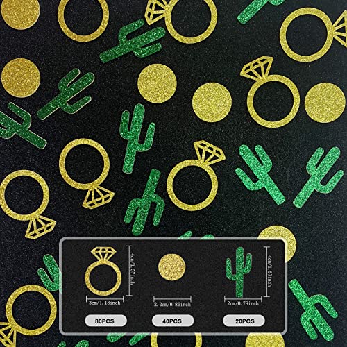 300 Pieces Cactus Gold Bachelorette Party Table Confetti, Glitter Cactus Diamond Ring Confetti,Boho Table Scatter Confetti, Catus Bridal Shower Bachelorette Party Decorations Glitter Paper Confetti #TOP1