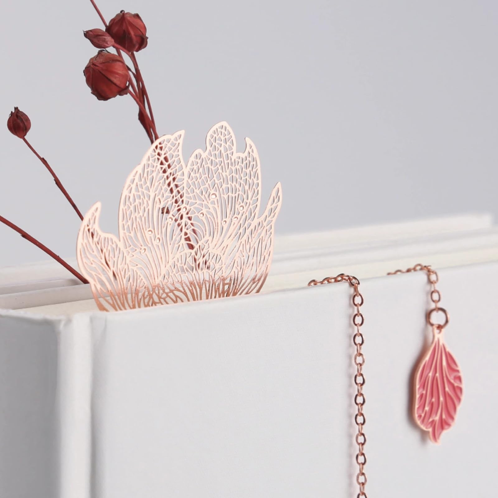 Zakładka w książce,Begonia Metal Copper Artistic Bookmark z żyłkami botanicznymi i kwiatowymi