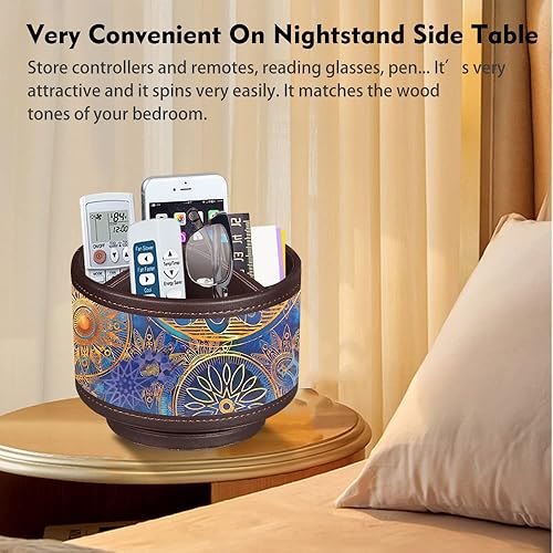 Miniatura 5 de Soporte para control remoto de TV de piel sintética para mesa, soporte giratorio de 360 grados para organizadores de escritorio y accesorios,