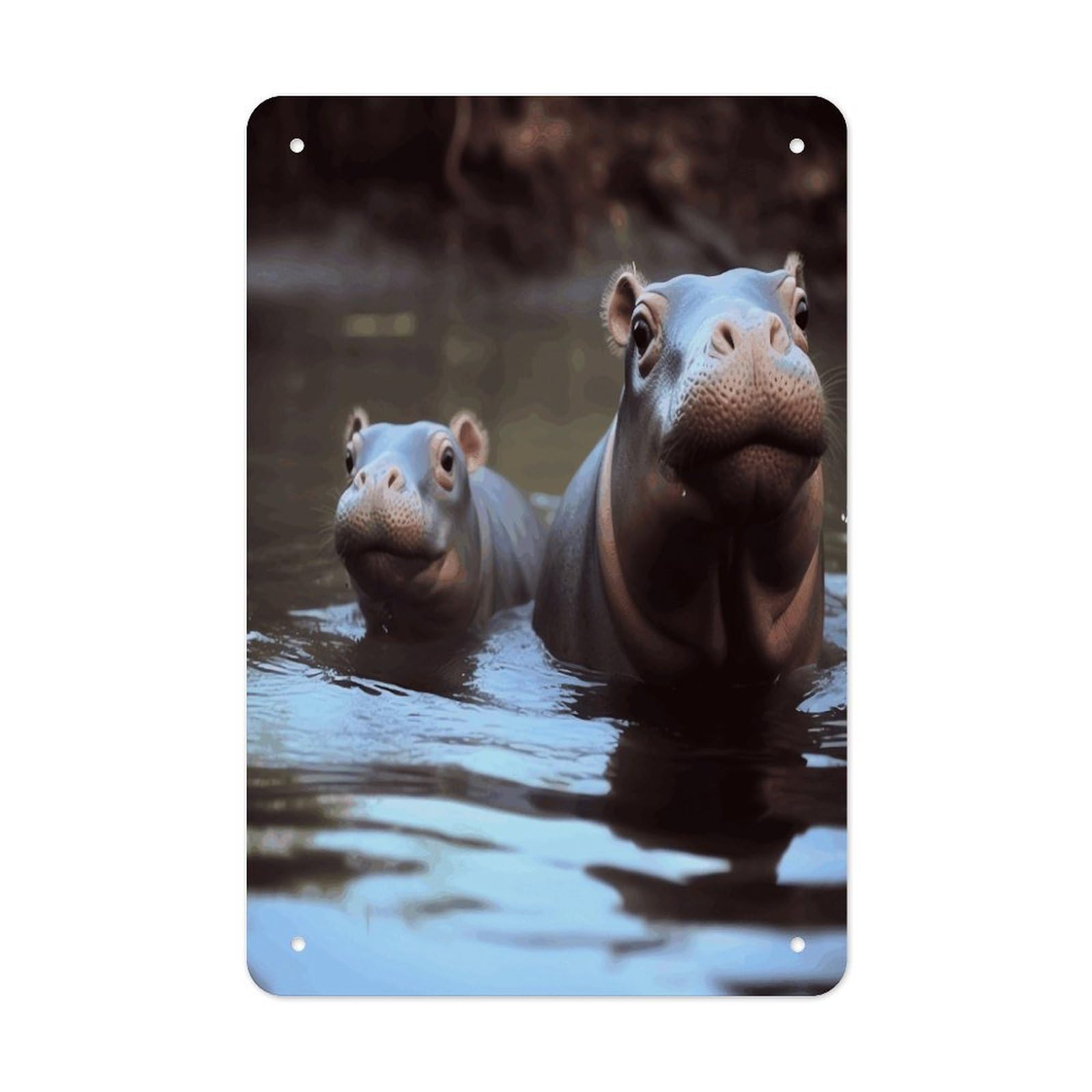 VstaDank Hippos Metal Tin Signs Personalized Wall Art Prints Decoration Art Poster Funny Vintage Tin Sign Iron Sheet Painting Metal Signboard Decor Painting for Wall Decor