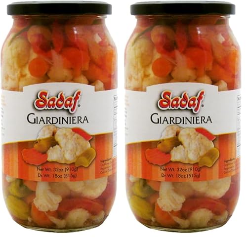 Miniatura 2 de Sadaf Giardiniera Mild - Verduras en escabeche en tarro - Giardiniera Mix - Verduras marinadas - condimento de verduras en escabeche - 32 oz