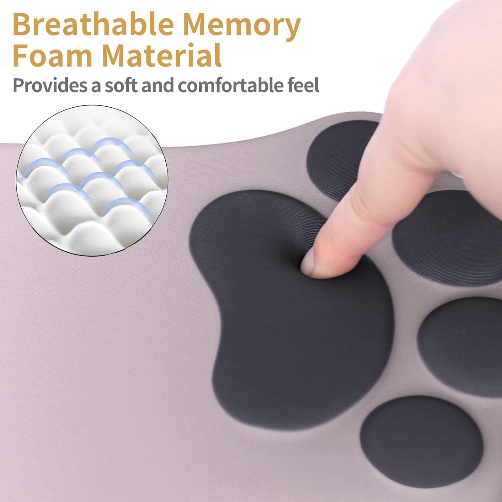 L-SPOUTTO Alfombrilla ergonómica para mouse con reposamuñecas y reposamuñecas para teclado, bonita y cómoda alfombrilla de mouse para computadora, alfombrilla de mouse para aliviar el dolor con base