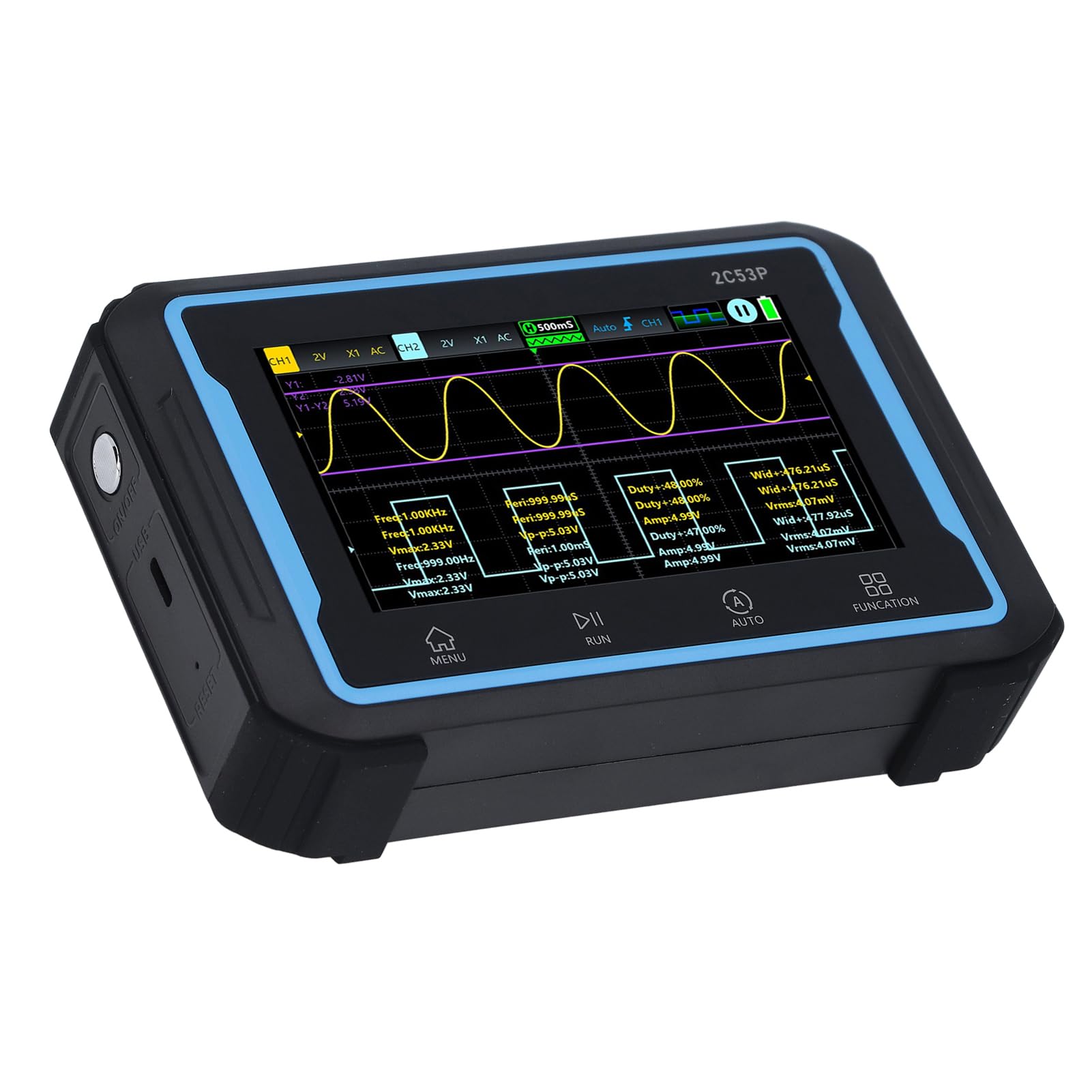 Hyuduo Multimetro Oscilloscopio Portatile 50 MHz 250 MS/s Tester Multifunzione Professionale 3 in 1 con Display LCD Retroilluminato per Ingegneri Tecnici Elettricisti