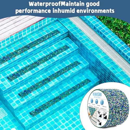 Image of Waterproof Tape for Pools, 4 inch x15FT Heavy Duty Anti Slip Stair Treads Outdoor Tape Non-Slip Rubber Grip Tape Shower Strips Slip Resistant Tape Traction Tape for Stairs Showers Bathroom Trails