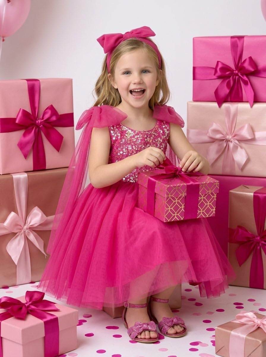 LalaMira Girls Sequin Dress Toddler Party Sparkly Dress Flower Girl Dress Pageant Birthday Graduation Easter Photo Shoot
