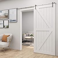 Vista 89 de TSMST Kit de herrajes para puerta corrediza de granero de 6 pies, riel de acero inoxidable de servicio pesado resistente con montaje superior