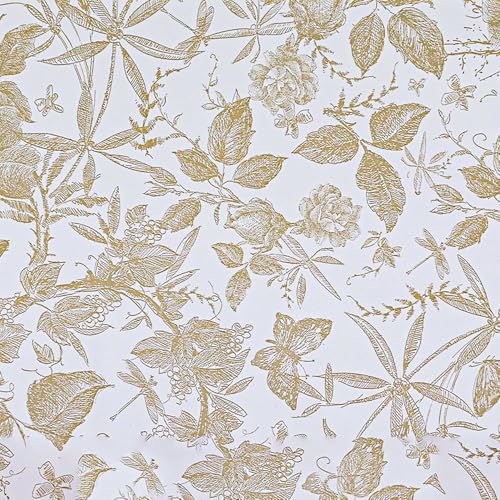 LOVADA Peel and Stick Drawer Liner Contact Paper Wallpaper Removable Self Adhesive Vintage Rose Floral Butterfly Sketched Design for Dresser Cabinet Shelf Renter Friendly Champagne 40 * 1000cm